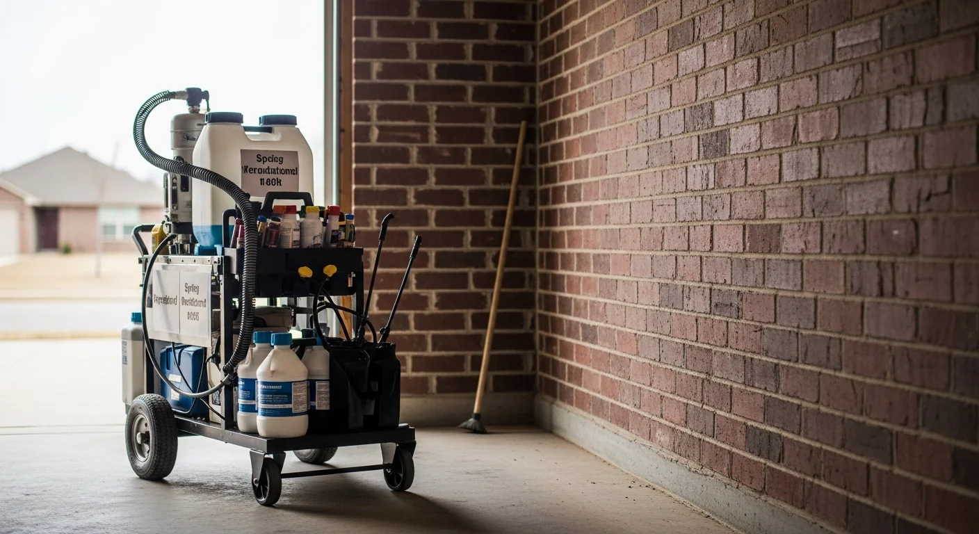 Close-up of pest control treatment application